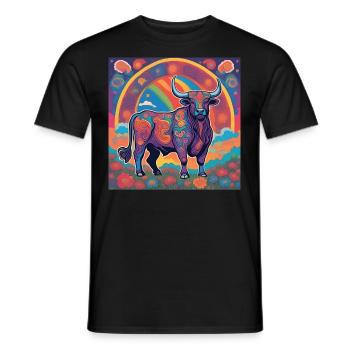 Taureau Zodiaque Cadeau Psychédélique - T-shirt homme - noir - Devant - AI Model Male 178 light (178cm)