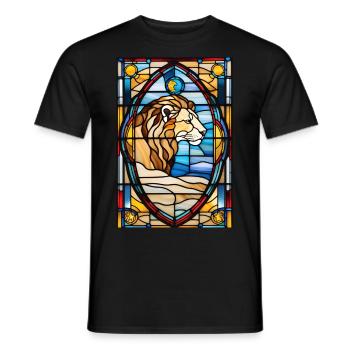 Löwe Leo Astrologie buntglas Geschenk - Männer T-Shirt - Schwarz - Vorne - AI Model Male 178 light (178cm)