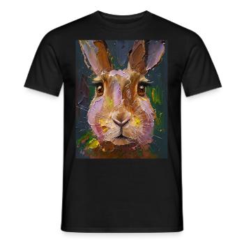 Lièvre peinture peinture huile cadeau - T-shirt homme - noir - Devant - AI Model Male 178 light (178cm)