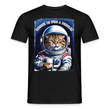 Astronaut Katze Kosmos Geschenk - Männer T-Shirt - Schwarz - Vorne - AI Model Male 178 light (178cm)