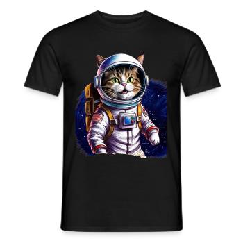 Chat astronaute Cadeau Espace - T-shirt homme - noir - Devant - AI Model Male 178 light (178cm)
