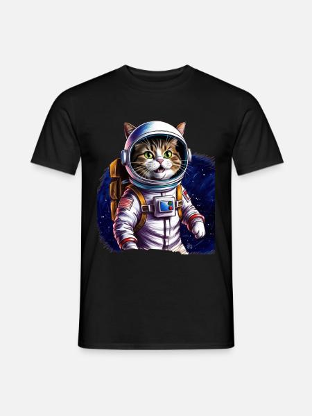Cat Astronaut Space Gift - Men's T-Shirt - black