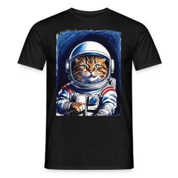 Astronaut Katzen Weltraum Geschenk - Männer T-Shirt - Schwarz - Vorne - AI Model Male 178 light (178cm)