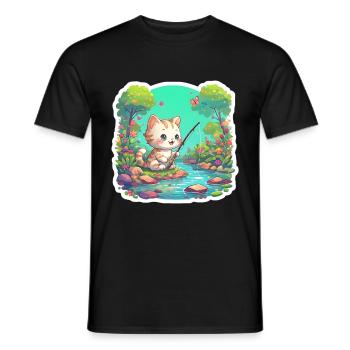 Angel Cat Gift - Men's T-Shirt - black - Front - AI Model Male 178 light (178cm)