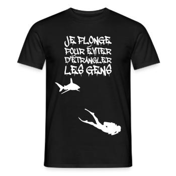 Je plonge pour éviter d'étrangler - T-shirt homme - noir - Devant - AI Model Male 178 light (178cm)