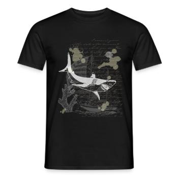 Chemise de requin steampunk vintage - T-shirt homme - noir - Devant - AI Model Male 178 light (178cm)
