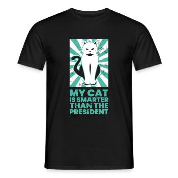 Funny Political Cat Is Smarter Than The President - Men's T-Shirt - black - Front - AI Model Male 178 light (178cm)