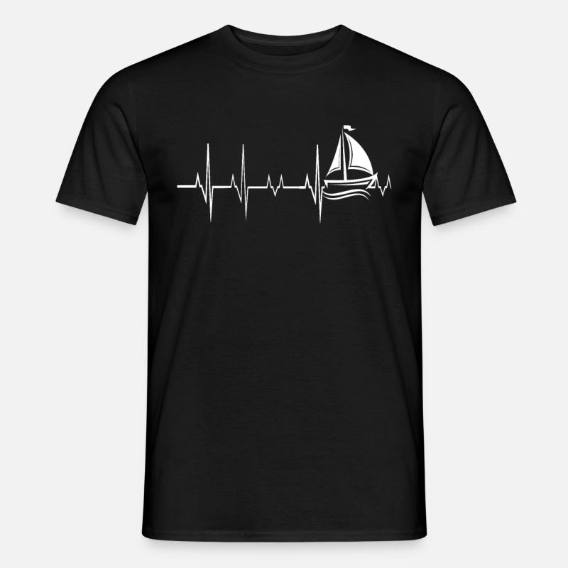 Heartbeat Sailing - Männer T-Shirt - Schwarz