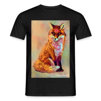 Renard illustration - T-shirt homme - noir - Devant - AI Model Male 178 light (178cm)