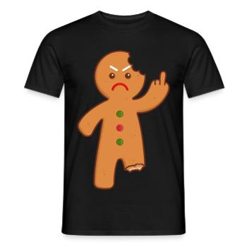 Gingerbread man stinking finger middle finger - Men's T-Shirt - black - Front - AI Model Male 178 light (178cm)