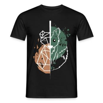 Fox vs Origami weiße Zeichnung - Männer T-Shirt - Schwarz - Vorne - AI Model Male 178 light (178cm)