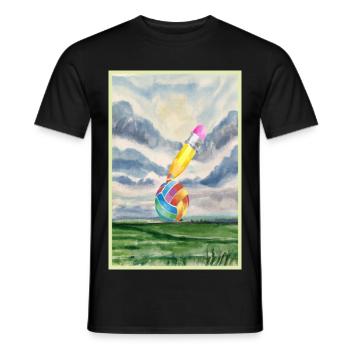 Aquarell Landschaft mit Ball - Männer T-Shirt - Schwarz - Vorne - AI Model Male 178 light (178cm)
