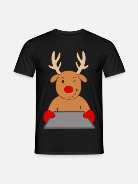 Rentier Bäcker Gebäck Weihnachten Plätzchen backen - Männer T-Shirt - Schwarz