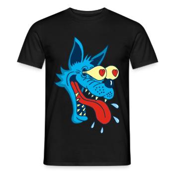 Blue wolf in love - Men's T-Shirt - black - Front - AI Model Male 178 light (178cm)