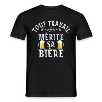 Tout travail mérite sa bière humour biere apero - T-shirt homme - noir - Devant - AI Model Male 178 light (178cm)