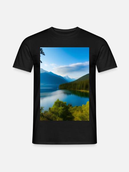 Landscape with lake and mountains - Men's T-Shirt - black