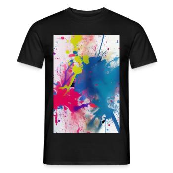 Des éclaboussures de couleur. Peinture - T-shirt homme - noir - Devant - AI Model Male 178 light (178cm)