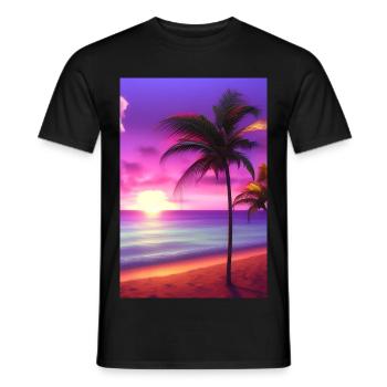 Caribbean Palm Beach - Men's T-Shirt - black - Front - AI Model Male 178 light (178cm)