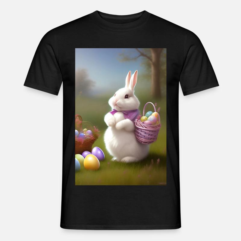 Osterhase mit Oster Eier - Männer T-Shirt - Schwarz