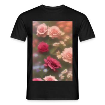 Art floral - T-shirt homme - noir - Devant - AI Model Male 178 light (178cm)