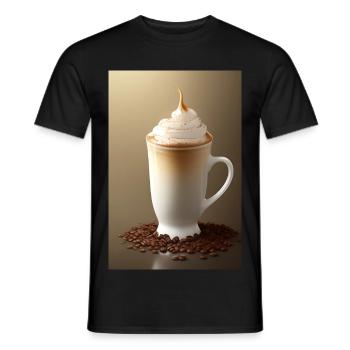 Café, grains de café - T-shirt homme - noir - Devant - AI Model Male 178 light (178cm)
