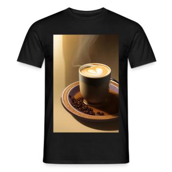 Café, grains de café - T-shirt homme - noir - Devant - AI Model Male 178 light (178cm)