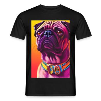 Mops Hund - Männer T-Shirt - Schwarz - Vorne - AI Model Male 178 light (178cm)