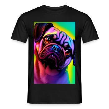Mops Hund - Männer T-Shirt - Schwarz - Vorne - AI Model Male 178 light (178cm)