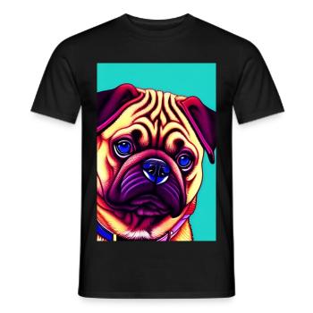 Mops Hund - Männer T-Shirt - Schwarz - Vorne - AI Model Male 178 light (178cm)