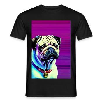 Mops Hund - Männer T-Shirt - Schwarz - Vorne - AI Model Male 178 light (178cm)