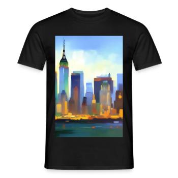 New York City Skyline - Men's T-Shirt - black - Front - AI Model Male 178 light (178cm)