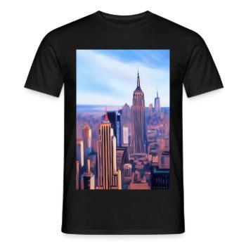 New York City Skyline - Men's T-Shirt - black - Front - AI Model Male 178 light (178cm)