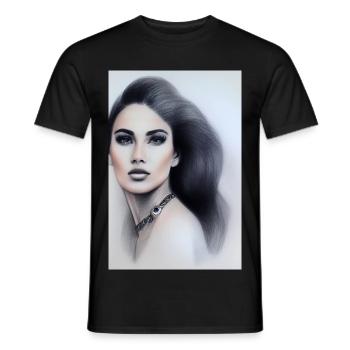 Femme avec des bijoux - T-shirt homme - noir - Devant - AI Model Male 178 light (178cm)