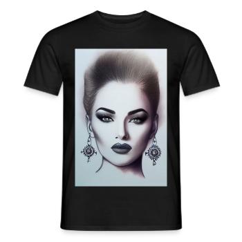 Femme avec des bijoux - T-shirt homme - noir - Devant - AI Model Male 178 light (178cm)