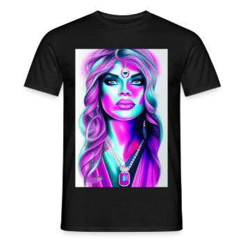 Femme avec des bijoux - T-shirt homme - noir - Devant - AI Model Male 178 light (178cm)