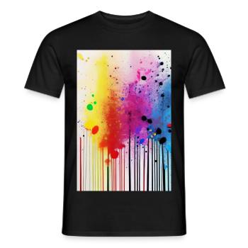 Splashes of paint and lines - Men's T-Shirt - black - Front - AI Model Male 178 light (178cm)