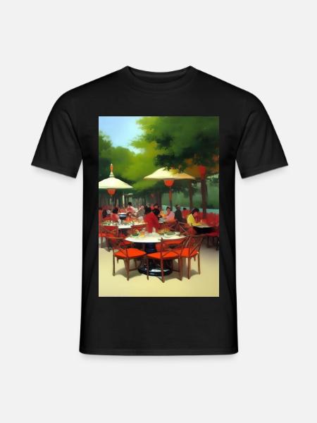 Outdoor Asian Cafe - Men's T-Shirt - black