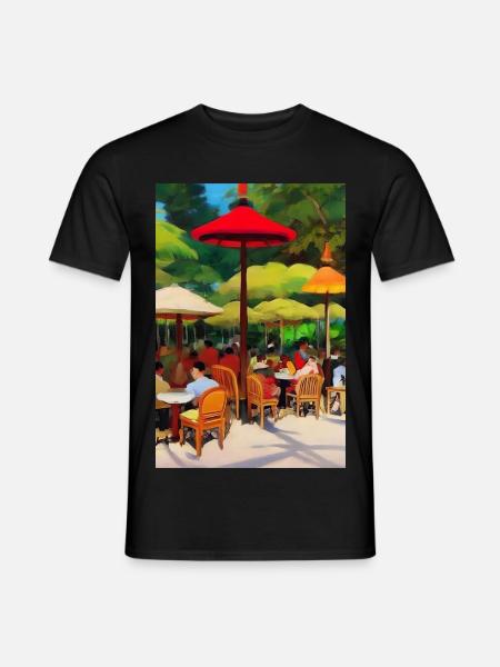 Outdoor Asian Cafe - Men's T-Shirt - black