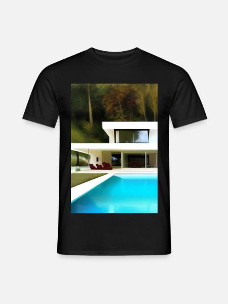 White villa with pool - Men's T-Shirt - black