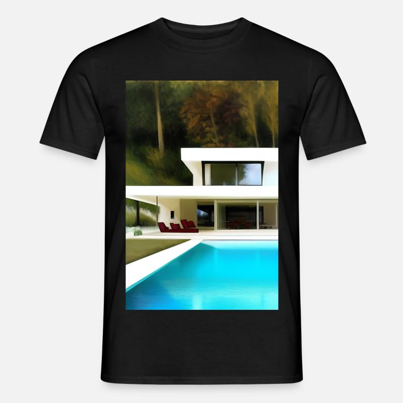 Weiße Villa mit Pool - Männer T-Shirt - Schwarz