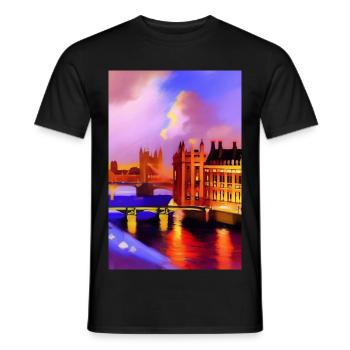 Bridges in London - Men's T-Shirt - black - Front - AI Model Male 178 light (178cm)