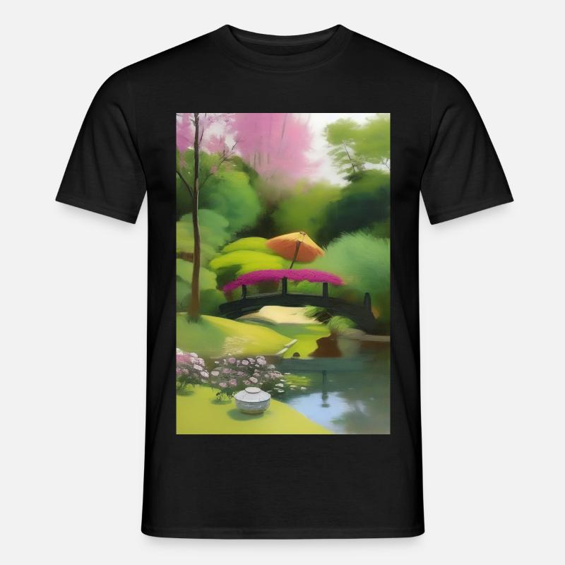 Chinesischer Zen Garten - Männer T-Shirt - Schwarz