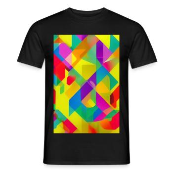Motif rétro coloré - T-shirt homme - noir - Devant - AI Model Male 178 light (178cm)