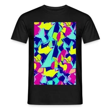 Motif rétro coloré - T-shirt homme - noir - Devant - AI Model Male 178 light (178cm)
