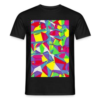 Motif rétro coloré - T-shirt homme - noir - Devant - AI Model Male 178 light (178cm)