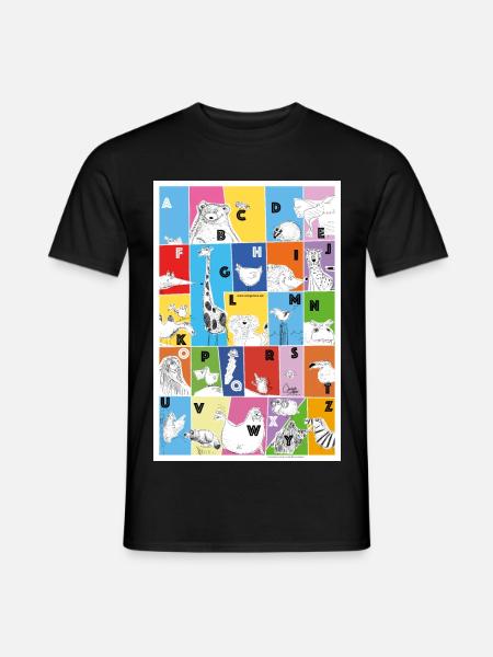 Das Lustige-Tiere-Alphabet - Männer T-Shirt - Schwarz