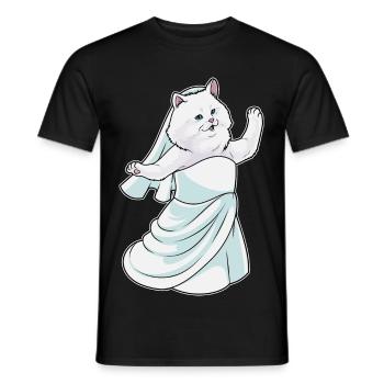Persian Cat Bridal Wedding Dress Wedding - Men's T-Shirt - black - Front - AI Model Male 178 light (178cm)