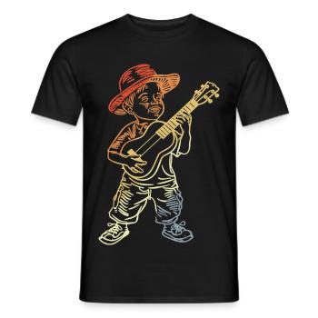 Ukulele Line Art Retro-Stil - Männer T-Shirt - Schwarz - Vorne - AI Model Male 178 light (178cm)