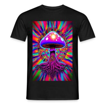 Champignon psychédélique - T-shirt homme - noir - Devant - AI Model Male 178 light (178cm)