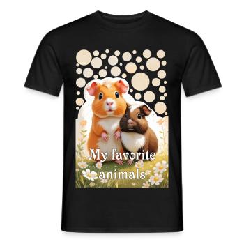 Zwei goldige Meerschweinchen Meine Lieblingstiere - Männer T-Shirt - Schwarz - Vorne - AI Model Male 178 light (178cm)